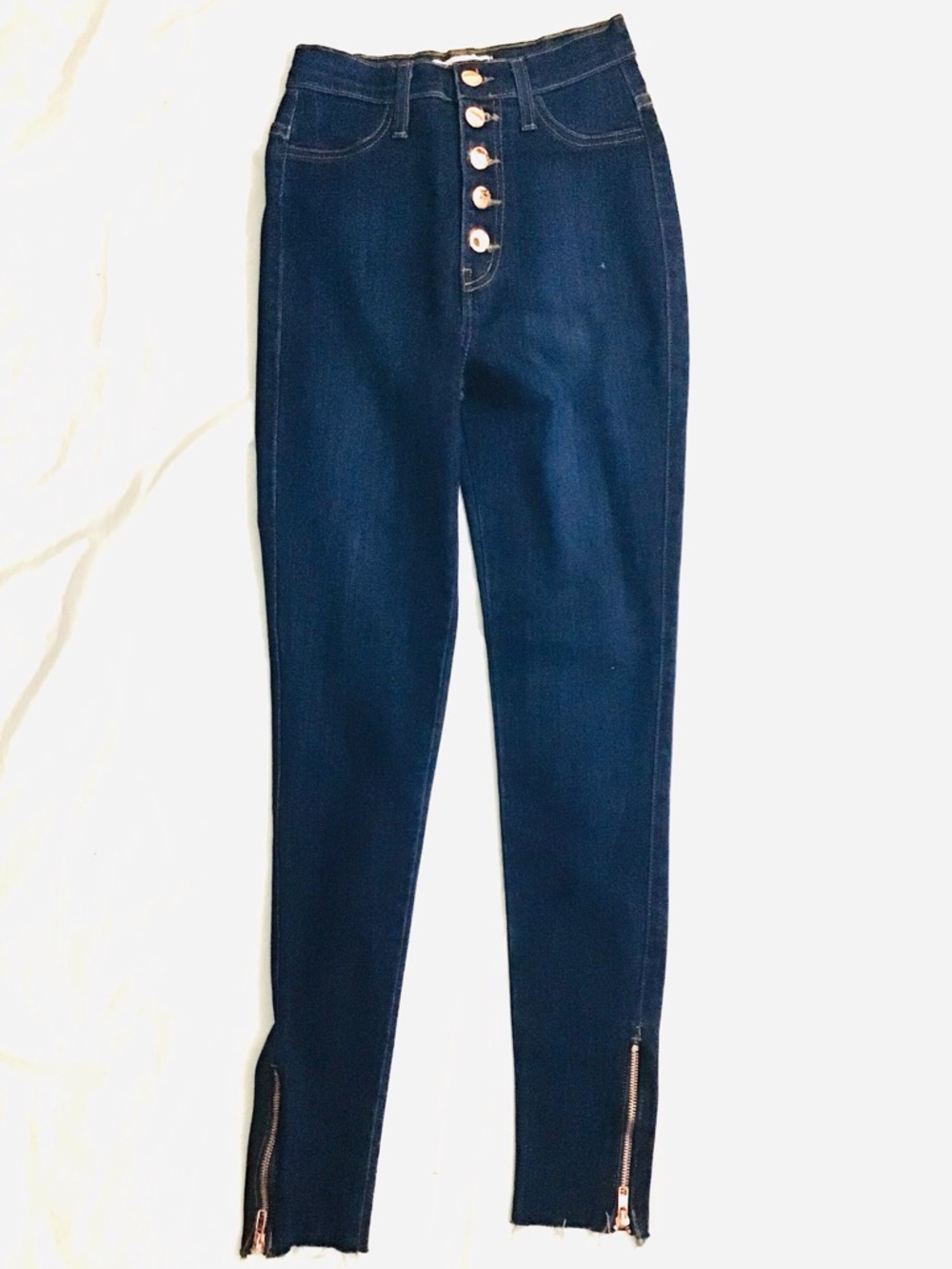 Vibrant Dark Indigo High-Rise Button-Fly Jeans NWT